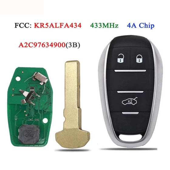 3/5 Buttons 433MHz 4A Chip FCC ID: KR5ALFA434 Alfa Romeo Giulia Stelvio 2015-2020