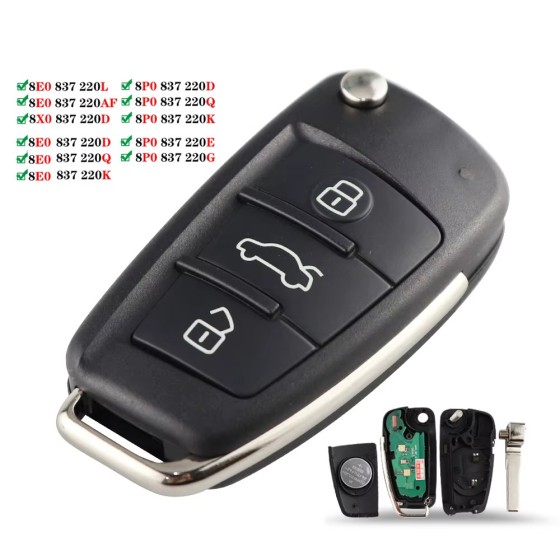 Audi remote 3 BT 433/315MHz ID48  8E0837220D/8E0837220Q/8E0837220K