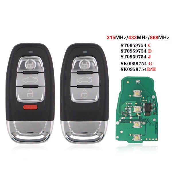 Audi 3/4 Buttons 8T0959754 C 315/433/868MHz