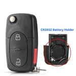 Audi 2/2+1/3/3+1Buttons Remote Car Key Case Shell CR2032/CR1616 Battery hold