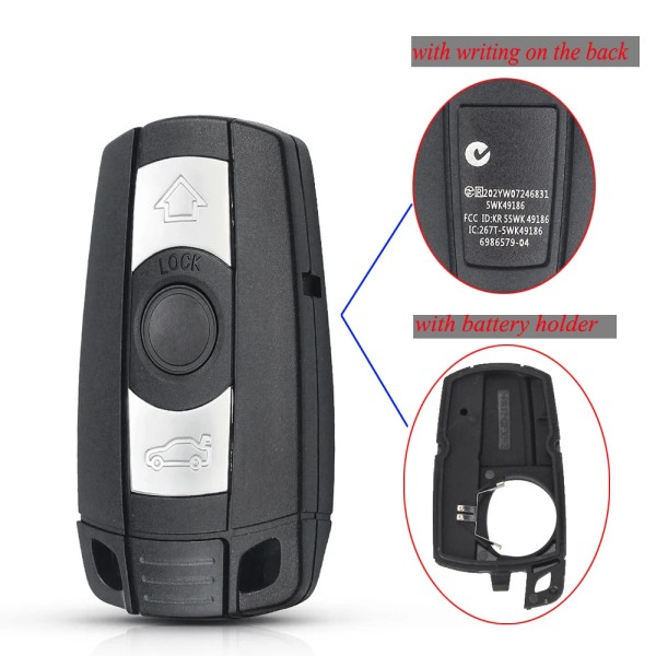 3 Button Remote Key Case with battery hold with word/no word(No logo/With logo)