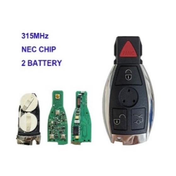 3/3+1 Buttons 2 Battery 315/433MHz NEC Chip Remote Key For Mercedes Benz