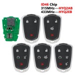 2+1/3+1 Buttons Cadillac Remote Smart Car Key ID46 PCF7937E HYQ2AB 433Mhz(No logo/With logo)