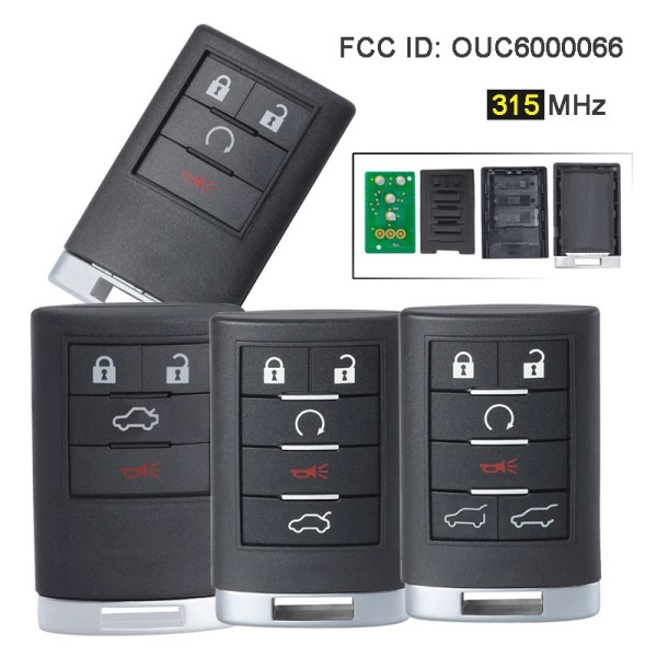 Cadillac 3+1/4+1/5+1 Buttons Smart key OUC6000066 315Mhz(No logo/With logo)