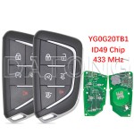 Cadillac 4+1/5+1 Buttons YG0G20TB1 ID49 433MHz Promixity Card (No logo/With logo)