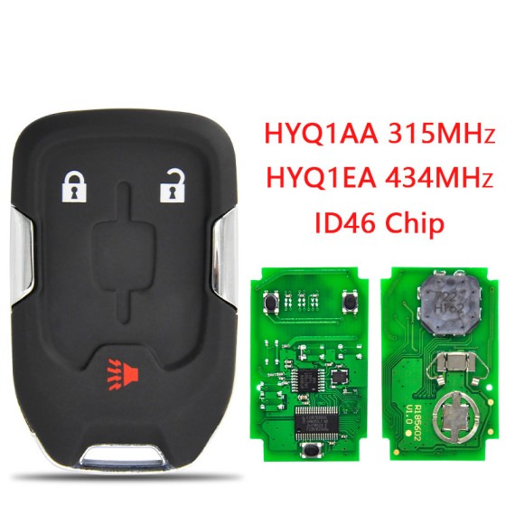 Chevrolet smart key 2+1 Buttons 46 Chip HYQ1AA/HYQ1EA(315/433 Mhz)(No logo/Chevrolet logo/GMC logo)