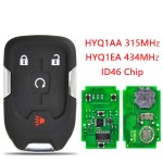 Chevrolet smart key 3+1 Buttons(Start)  46 Chip HYQ1AA/HYQ1EA(315/433 Mhz)(No logo/Chevrolet logo/GMC logo)