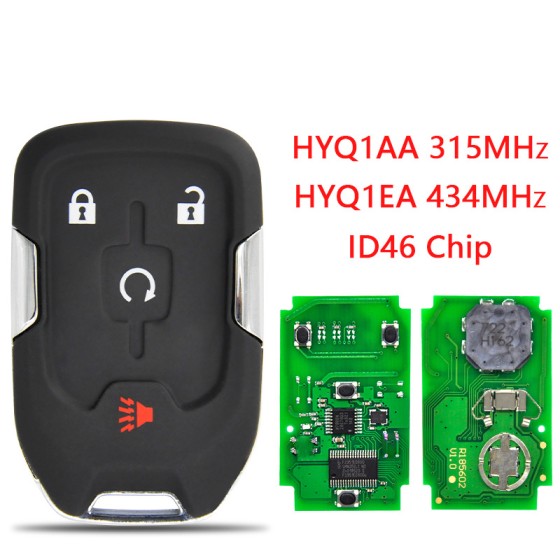 Chevrolet smart key 3+1 Buttons(Start)  46 Chip HYQ1AA/HYQ1EA(315/433 Mhz)(No logo/Chevrolet logo/GMC logo)