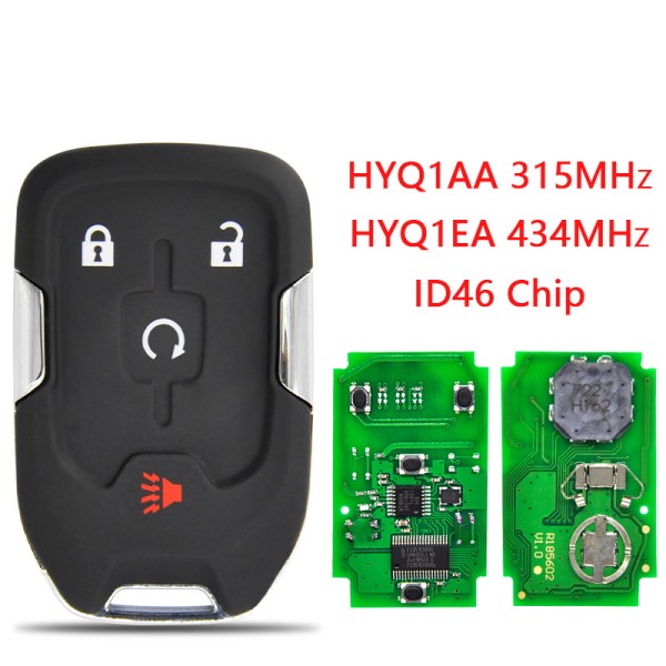 Chevrolet smart key 3+1 Buttons(Start)  46 Chip HYQ1AA/HYQ1EA(315/433 Mhz)(No logo/Chevrolet logo/GMC logo)