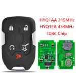 Chevrolet smart key 4+1 Buttons(SUV)  46 Chip HYQ1AA/HYQ1EA(315/433 Mhz)(No logo/Chevrolet logo/GMC logo)