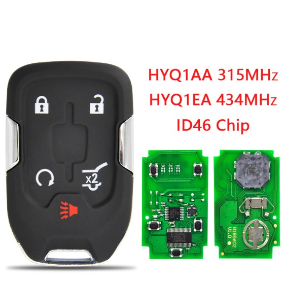 Chevrolet smart key 4+1 Buttons(SUV)  46 Chip HYQ1AA/HYQ1EA(315/433 Mhz)(No logo/Chevrolet logo/GMC logo)