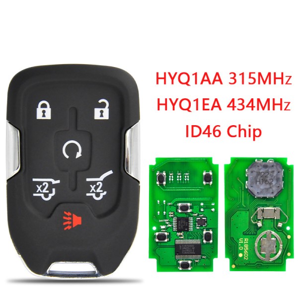 Chevrolet smart key 5+1 Buttons(SUV)  46 Chip HYQ1AA/HYQ1EA(315/433 Mhz)(No logo/Chevrolet logo/GMC logo)