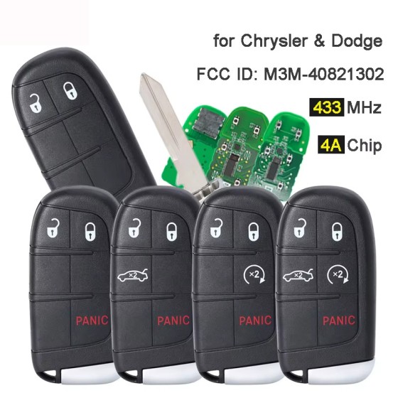 2/2+1/3/3+1 Buttons 433Mhz ASK 4A/pcf7953M For Chrysler Dodge Charger  M3N40821302(No logo/Chrysler logo/Dodge logo)