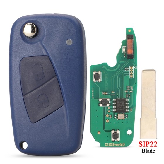Fiat 2/3 Button 434MHz PCF7946 Chip (Black/Blue)(No logo/With logo)