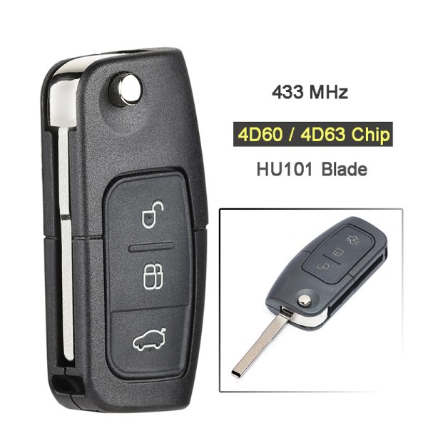 FOR 3 Buttons 433MHz 4D63 Chip HU101 (No logo/With logo)