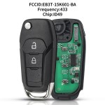 Ford 2/3 Buttons 433MHz ID49 Chip EB3T-15K601-BA (No logo/With logo)