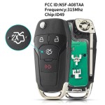Ford 2+1/3+1 Buttons 315MHz ID49 FCC: N5F-A08TA(No logo/With logo)