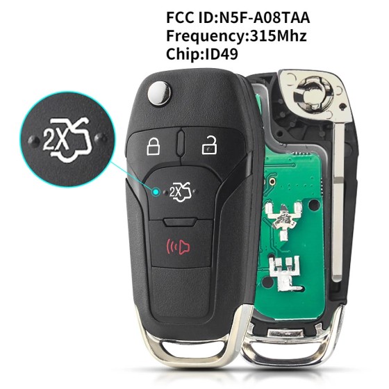 Ford 2+1/3+1 Buttons 315MHz ID49 FCC: N5F-A08TA(No logo/With logo)