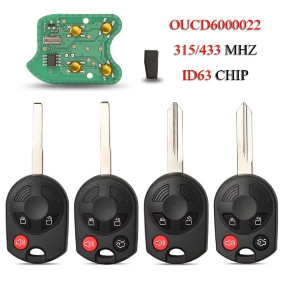 Ford 2+1/3+1 Buttons 315MHz 4D63 Chip FCC: OUC6000022(No logo/With logo)