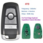 2017-2022 Ford Edge Ranger / 4-Button Smart Key / PN: 164-R8182 / M3N-A2C931426   902 MHz(No logo/With logo)
