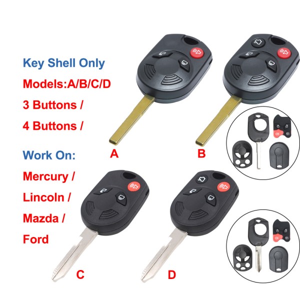 Ford 2+1/3+1 Buttons Car Key Shell (No logo/With logo)