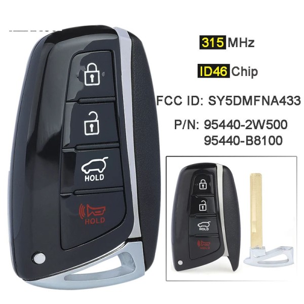4 Buttons SUV 315 or 433MHz ID46 Chip FCC ID: SY5DMFNA433 P/N: 95440-B8100 / 95440-2W500