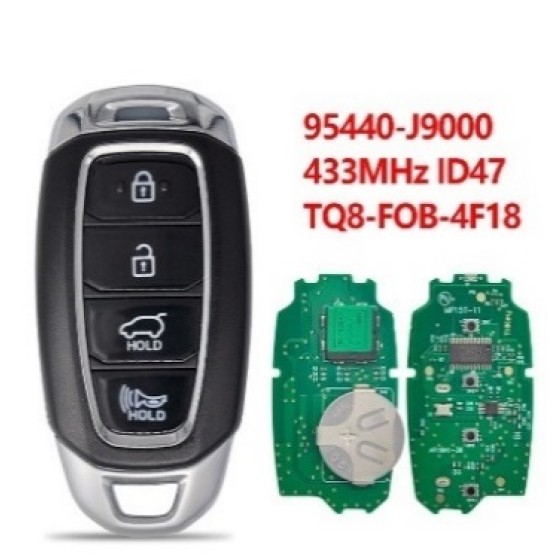 yundai Kona 2018-2020 FCC: TQ8-FOB-4F18 95440-J9000 ID47 Chip 433Mhz