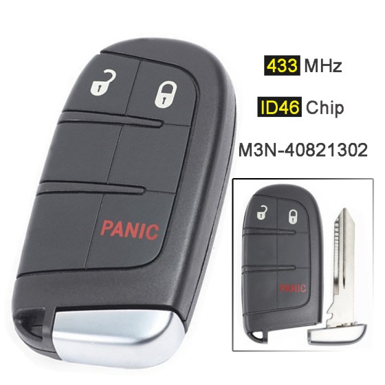 2+1 BT 433MHz ID46 Chip M3N-40821302 Blade Y159 (No logo/Chrysler logo/Dodge logo/Jeep logo)