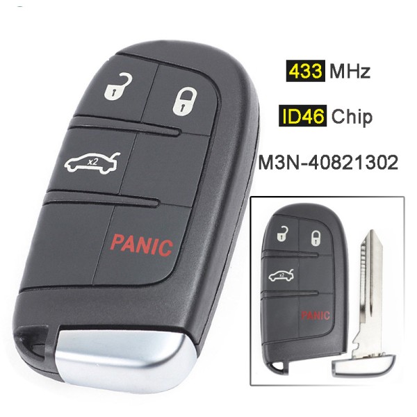 3Plus1 BT 433MHz ID46 Chip M3N-40821302 Blade Y159 (No logo/Chrysler logo/Dodge logo/Jeep logo)