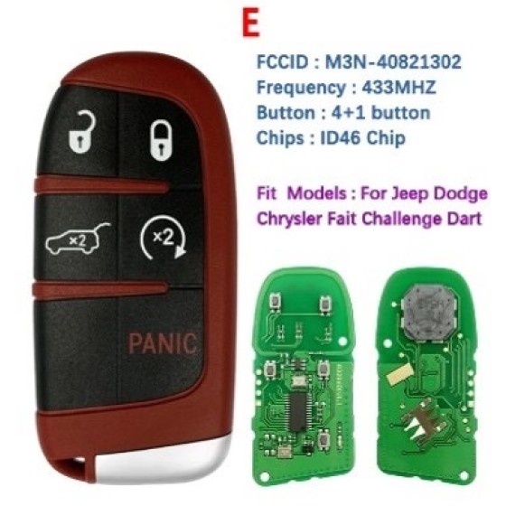 4+1 Buttons (SUV) M3N-40821302 433MHZ ID46 Chip (Red)(No logo/Chrysler logo/Dodge logo/Jeep logo)