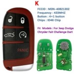 4+1 Buttons (Sedan) M3N-40821302 433MHZ ID46 Chip (Red)(No logo/Chrysler logo/Dodge logo/Jeep logo)