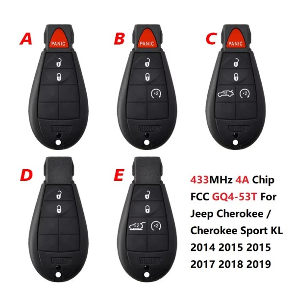 FCC GQ4-53T PCF7961M 4A Chip for Jeep Cherokee 433MHz(No logo/With logo)