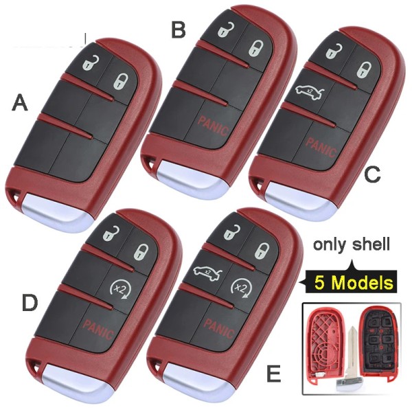 2/2+1/3+1/4+1 Buttons smart key shell (Red)(No logo/With logo)