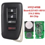 2016-2020 Lexus / 4-Button Smart Key / PN: 89904-0E160 / HYQ14FBB / G Board 0010(No logo/With logo)