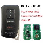 2013-2020 Lexus / 4-Button 314.3Mhz Smart-Key / PN: 89904-06170 / HYQ14FBA (G Board 0020)(No logo/With logo)