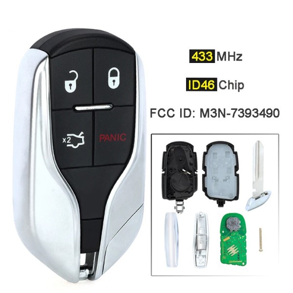434MHz ID46 chip FCC ID: M3N-7393490 5923335AG 5 Buttons Smart Remote Key Fob
