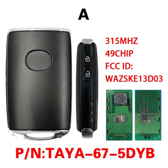 Aftermarket Smart Car Key For Mazda CX-5 2020-2021 Remote Control PN TAYA-67-5DYB FCCID WAZSKE13D03 315MHZ 49 Chip