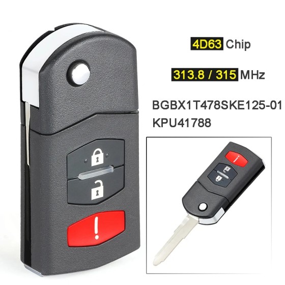 Mazda 2+1 Buttons 315MHz 4D63 Chip FCC ID: BGBX1T478SKE125-01