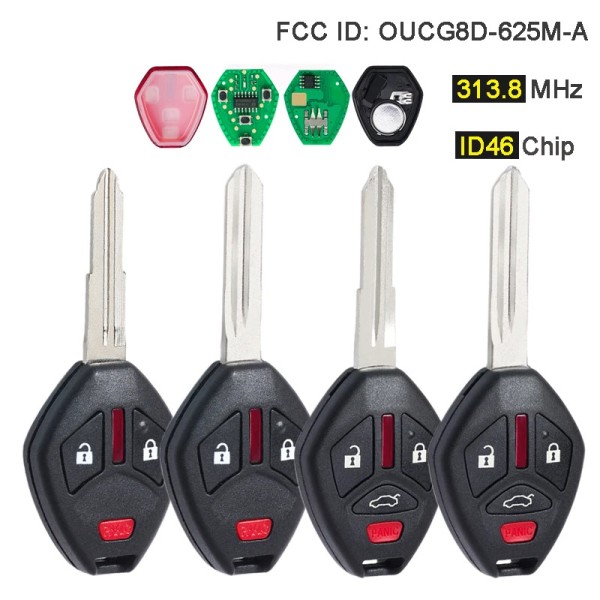 OUCG8D-625M-A 2+1/3+1 Buttons 313.8MHz ID46 Chip  Remote Car Key Fob Right/Left Blade