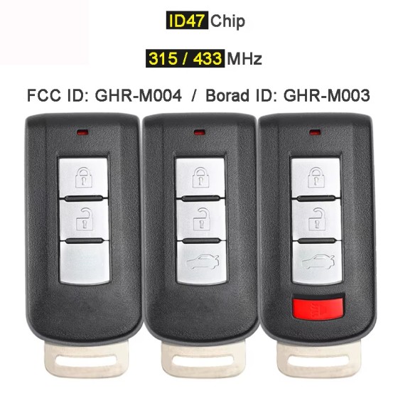 Mitsubishi 2/3/3+1 Buttons GHR-M003 / GHR-M004 315MHz ID47 Chip(No logo/With logo)