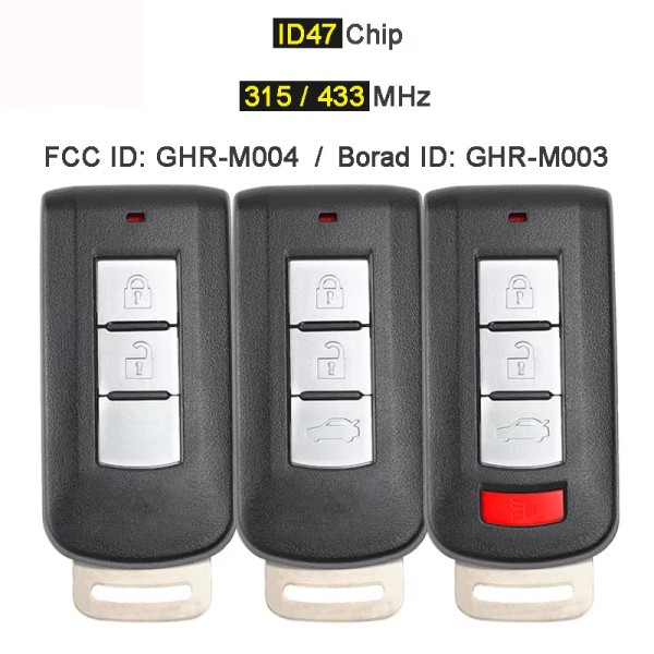 Mitsubishi 2/3/3+1 Buttons GHR-M003 / GHR-M004 315MHz ID47 Chip(No logo/With logo)