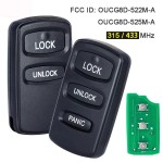 2/3 Buttons 315/433MHz OUCG8D-522M-A Remote Key Fob for Mitsubishi