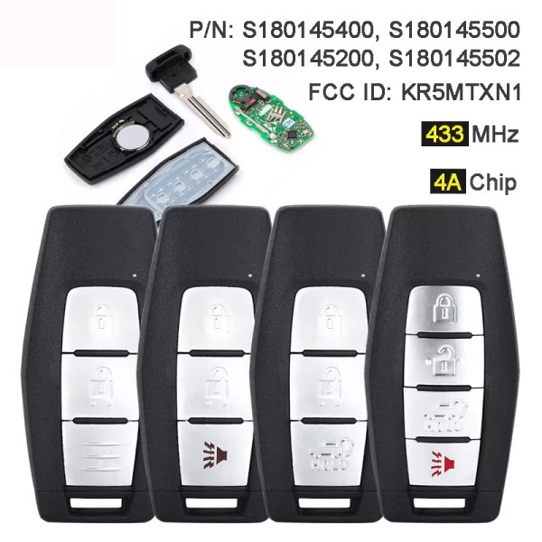 Mitsubishi Outlander 2/2+1/3/3+1 Buttons FCC ID: KR5MTXN1 433MHz 4A Chip