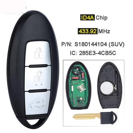 Nissan 3 Buttons SUV 433.92MHz 4A P/N: S180144104 285E3-4CB5C(No logo/With logo)