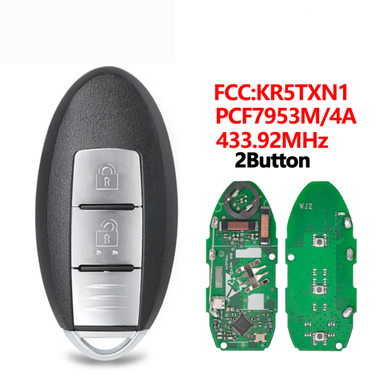 Nissan 2/2+1/3/3+1/4+1 Buttons FCC:KR5TXN1 PCF7953/4A Chip 433.92MHz Keyless Go S180144500(No logo/With logo)