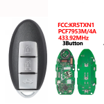 Nissan 2/2+1/3/3+1/4+1 Buttons FCC:KR5TXN1 PCF7953/4A Chip 433.92MHz Keyless Go S180144500(No logo/With logo)