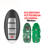 Nissan 2/2+1/3/3+1/4+1 Buttons FCC:KR5TXN1 PCF7953/4A Chip 433.92MHz Keyless Go S180144500(No logo/With logo)