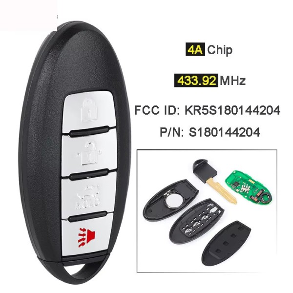 Nissan 3+1 Buttons 433.92MHz 4A Chip S180144204 KR5S18014420(No logo/With logo)