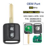 Nissan Qashqai 433MHz ID46 PCF7946A Chip 5WK4 876 / 818 Remote Key Fob OEM/Aftermarket Chip