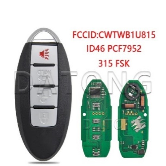 Nisan Sunny Teana Sylphy Sentra Versa FCCID CWTWB1U815 ID46 PCF7952 315MHz Keyless Card(With logo)